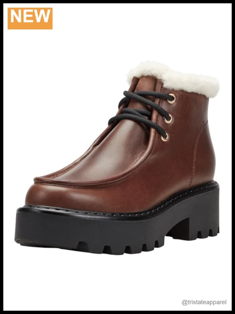 Leather Lace-Up Ankle Booties Block Heel Almond Toe